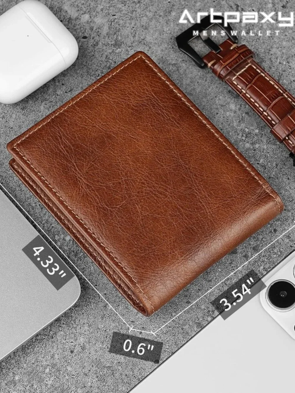 Genuine Leather Bifold Wallet for Men | RFID Blocking, 1 ID Window, 13 Card